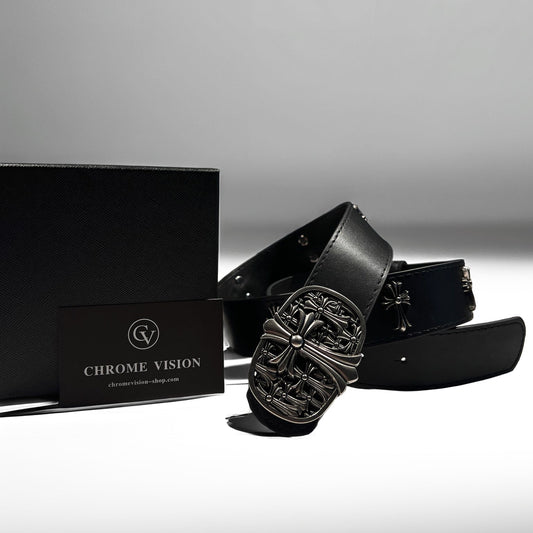 Chrome Vision™ Belt - Black - Siver Crosses